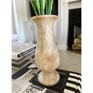 Vintage Alabaster Onyx Marble Bud Flower Vase 13" Tall
